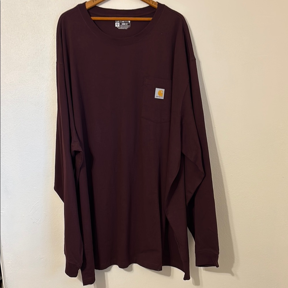 Carhartt Burgundy Long Sleeve pocketed Tee 4xl